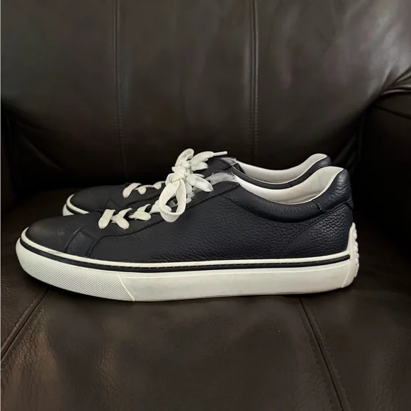 Tod's Blue Leather Sneakers with White Accents